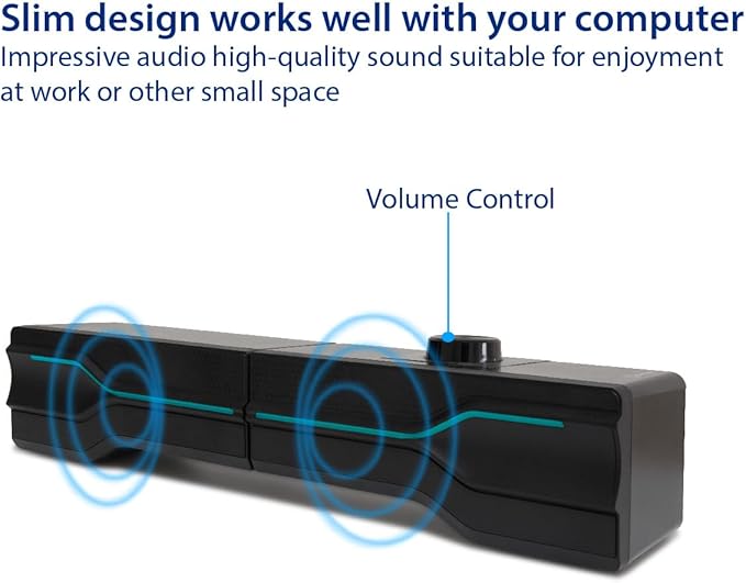 Desktop USB Powered 2-in-1 Soundbar Stereo Speaker, RGB LED Light