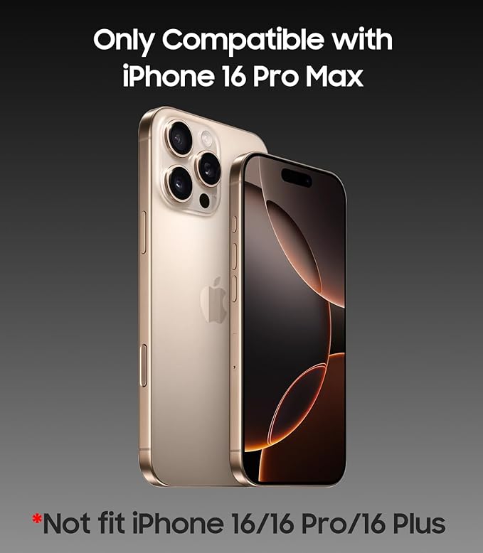 MAKAVO Magnetic for iPhone 16 Pro Max Case, Compatible with MagSafe, Built-in Camera Lens Protector, Logo View, Military Grade Drop Protection Phone Cover, Titanium Gray