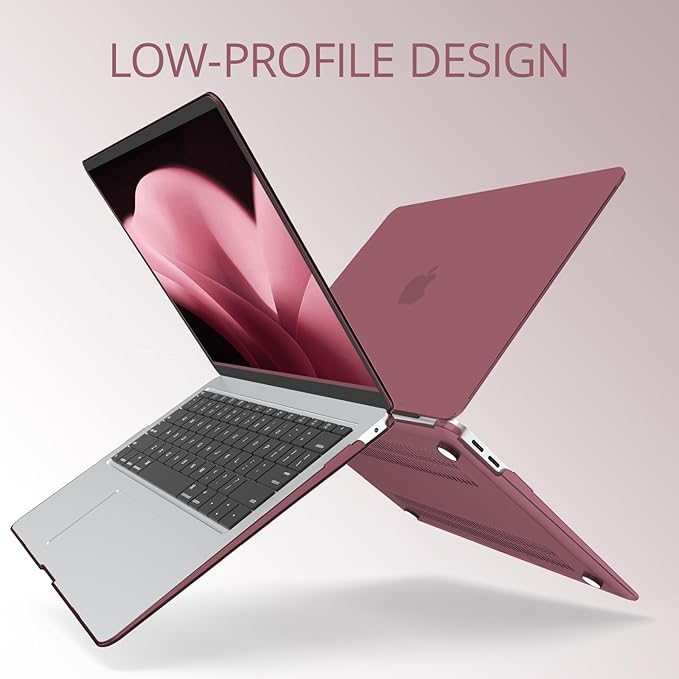 Anban Compatible with MacBook Air 13 inch Case M1 2021 2020 2019 2018 A2337 A2179 A1932, Matte Plastic Hard Shell + 2 Keyboard Cover + Screen Protector for MacBook Air 13.3 inch Case, Tea Petal Pink