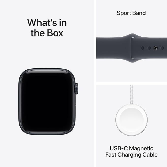 Apple Watch SE 3 [GPS + Cellular 44mm] Smartwatch with Midnight Aluminium Case with Midnight Sport Band - M/L. Fitness and Sleep Trackers, Heart Rate Monitor with AppleCare+ (2 Years)