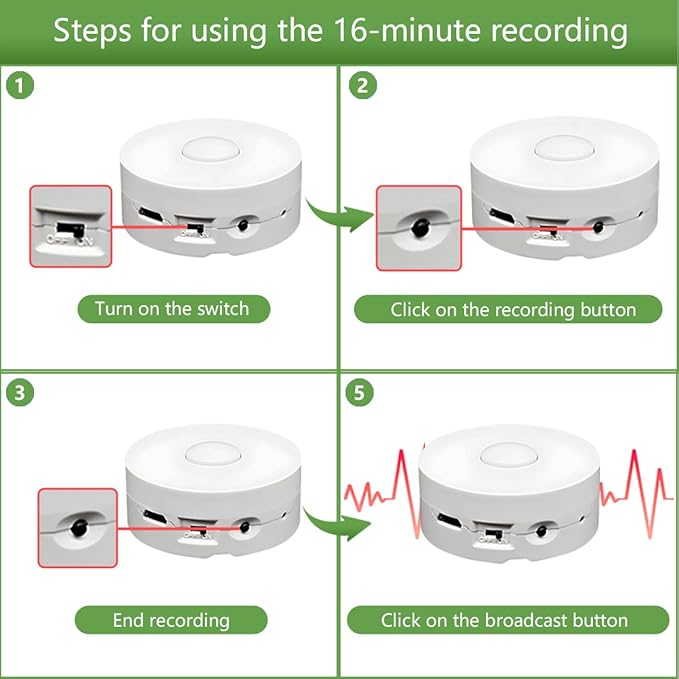 XLW Voice Recorder,16Min Voice Recording Button for Stuffed Animals, Bear,Crafts Pillow.16MB Record Custom Messages for Xmas Halloween New Year Birthday Creative DIY Present (2P White)