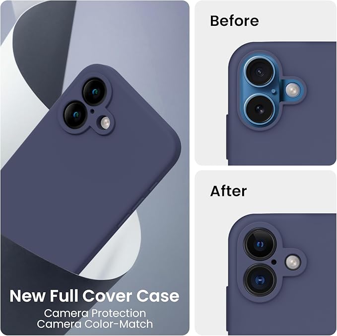 FireNova Designed for iPhone 16 Case, Silicone Upgraded [Camera Protection] Phone Case, Soft Anti-Scratch Microfiber Lining Inside, 6.1 inch, Navy Blue