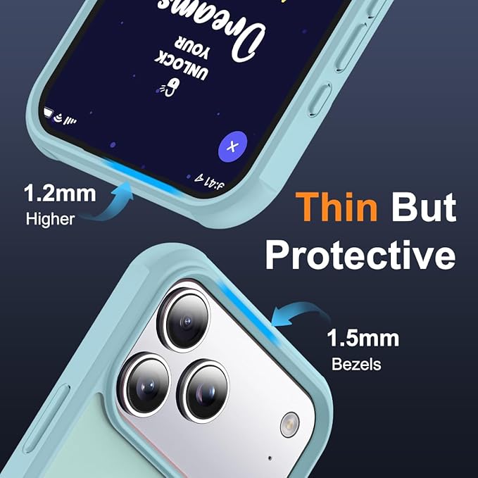 SKYLMW Compatible with iPhone 17 Pro Case with Invisible Magnetic O-Ring Stand Military-Grade Translucent Phone Case for iPhone 17 Pro 6.3" [Compatible with Mag-Safe][Great Grip Feeling], Blue