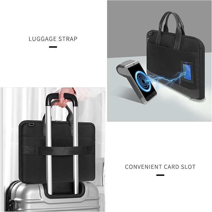 13.3’’ Laptop Case Sleeve, Electronic Organizer Waterproof Laptop Bag with Outside Card Holder, 3-Layer Shockproof 13 inch Laptop Sleeve for MacBook iPad HP Dell ASUS ACER, Black