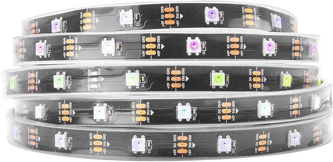 BTF-LIGHTING WS2812B IC RGB LED Strip,UL Listed,Pure Gold Wires,DC5V 16.4FT 150LED 5050SMD,Individually Addressable,Flexible for DIY Chasing Full Color Project,IP67(No Adapter or Controller)