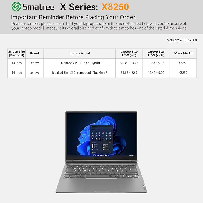 Smatree Hard EVA Protective Sleeve Case Compatible for 14 inch Lenovo ThinkBook Plus Gen 5 Hybrid,for Lenovo IdeaPad Flex 5i Chromebook Plus Gen 7 Laptop,Slim and Anti-Shock Notebook Bag,Green(X8250G)