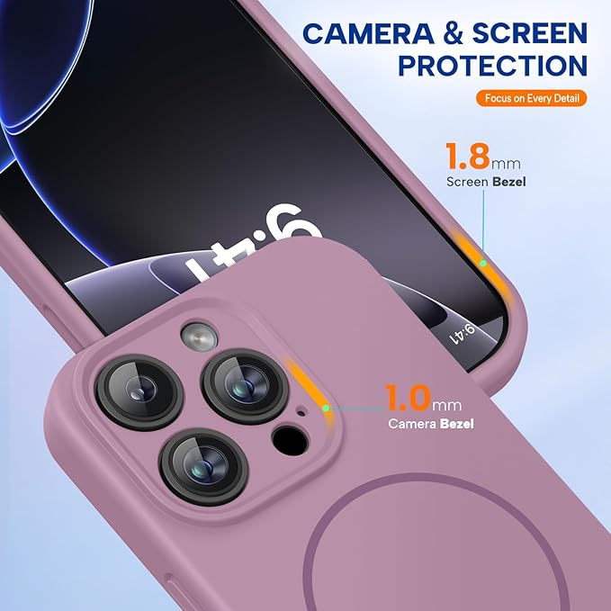 Miracase Magnetic for iPhone 16 Pro Max Case, [Soft Anti-Scratch Microfiber Lining], Compatible with MagSafe, Liquid Silicone Case Shockproof Drop Protection Phone Case for 16 ProMax,Blackcurrant