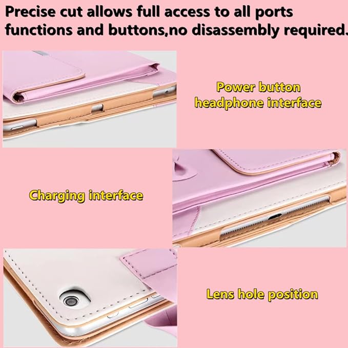 Cute Case for iPad 6th/5th Generation 9.7 inch 2018/2017,iPad Air 2 Case 2014, Slim Handbag Leather Protective Cover with Stand Hand Strap Pocket for Girls Woman Kids for iPad Pro 9.7,Pink