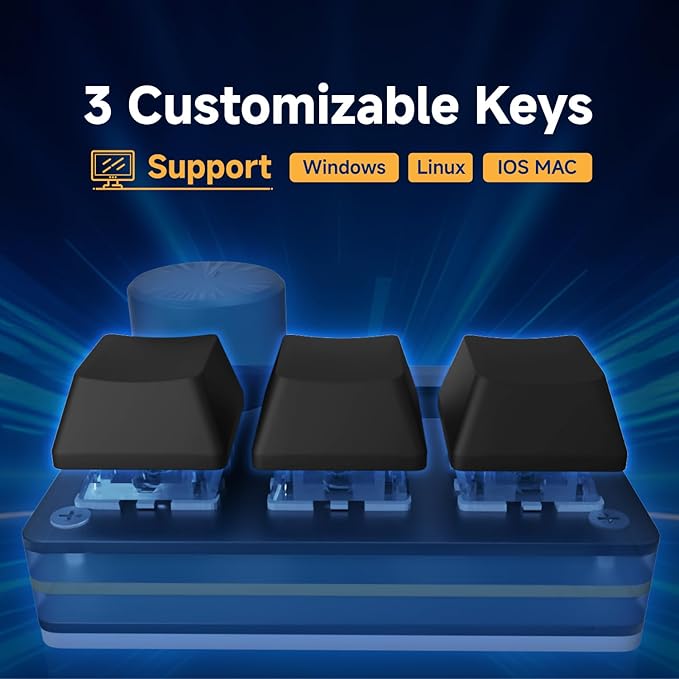 O3C Rapid Trigger Hall Effect Keyboard Suitable for OSU and Geometry Dash Rhythm Game Macro Keypad with Magnetic Linear Switches (Black, Gateron KS-20 White Switch)