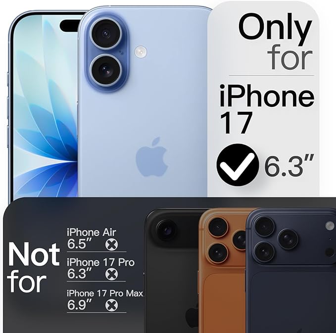 JETech Magnetic Slim Case for iPhone 17 6.3-Inch, Compatible with MagSafe, Ultra-Thin Lightweight Minimalist Phone Cover with Matte Finish and Full Camera Lens Protection (Mist Blue)