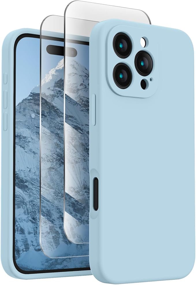 FireNova Designed for iPhone 16 Pro Case, Silicone Upgraded [Camera Protection] Phone Case, Soft Anti-Scratch Microfiber Lining Inside, 2024, Sky Blue