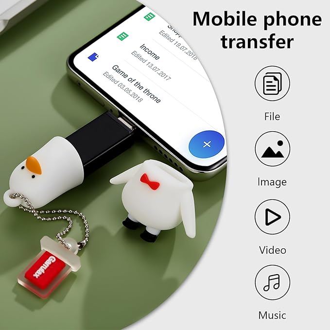 USB Flash Drives, 16GB/32GB/64GB/128GB Silicone USB2.0 High Speed Thumb Memory Stick Pen Date Storage Pendrive U Disk (Cute Goose, 32GB)