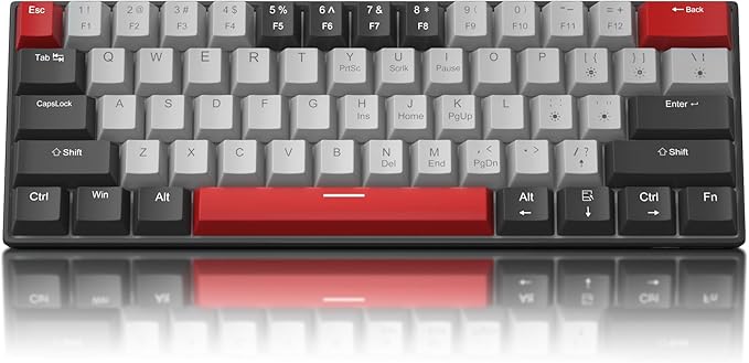 Camiysn 60% Mechanical Gaming Keyboard,Mixed Color Keycaps Gaming Keyboard with Clicky Blue Switches, Detachable Type-C Cable Mini Keyboard with Blue LED Light for/PC/Laptop