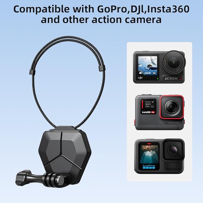 Magnetic Chest Mount for Action Camera with Neck Strap,360° POV Invisible Selfie Necklace Lanyard Mount Compatible with GoPro Hero 13 12 11 10 9, Insta360, DJI Action 6/5 Pro/4/3