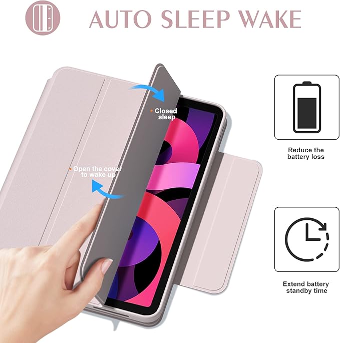 ZENLU iPad Pro 11" M4 M5 Case with Removable Magnetic Folio Cover, Premium PU Leather, Multiple Angles Stand, Pencil Slot Charging Support, Full Protective Case for iPad Pro 11" 2025 2024 (Pink)
