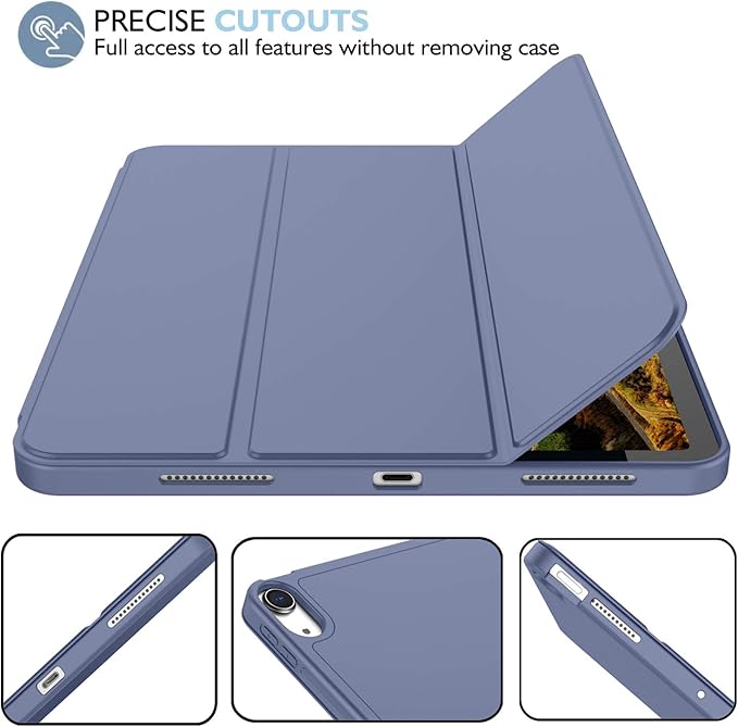 iMieet iPad Air 11 Inch Case M4/M3/M2(2026/2025/2024), iPad Air 5th/4th Generation Case 2022/2020 10.9 Inch with Pencil Holder,Trifold Stand Smart Case with Soft TPU Back(Purple)