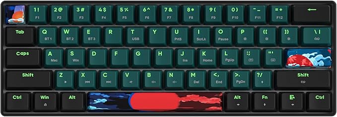 surmen GT61 Wireless 60% Keyboard, Mini RGB Mechanical Gaming Keyboard 60 Percent Hot-Swappable with Linear Gateron Switch Type-C/Bluetooth 5.0 Programmable (Gateron Yellow, Sound Wave 61)