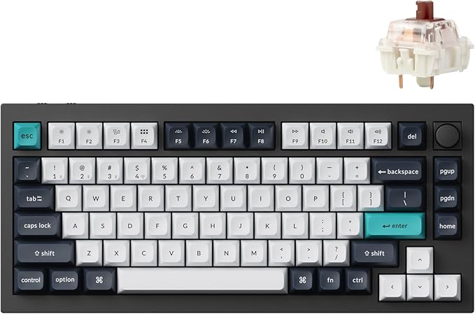 Keychron Q1 Max RGB QMK/VIA Custom Mechanical Keyboard, Hot-Swappable Full Metal Programmable Knob with Gateron Jupiter Brown Switch, 2.4 GHz/Bluetooth/Wired Gaming Keyboard for Mac Windows Linux