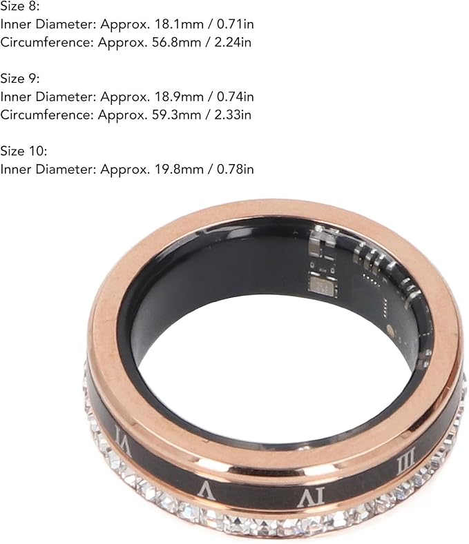 Smart Ring Health Tracker, Heart Rate Monitor Sleep Ring, Fitness Tracker for Monitoring Pressure, Oxygen, Step, Calories, Vintage Smart Rings for Men Women (10)