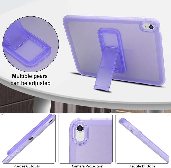 Slim Case for iPad (A16) 11th Generation 11 Inch 2025 / iPad 10th Generation 10.9 Inch 2022, Built-in Kickstand Non-Slip Shockproof Rugged Protective for iPad 11th 10th Gen, Purple