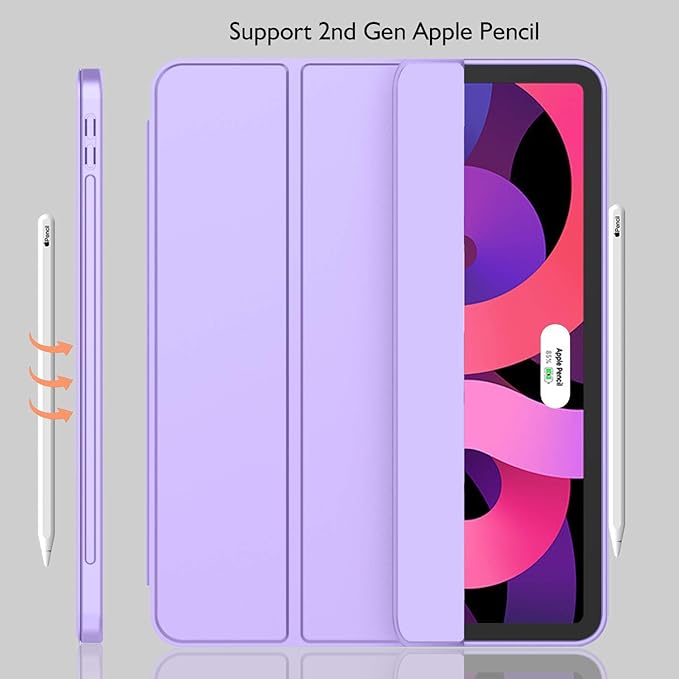 iMieet iPad Air 11 Inch Case M4/M3/M2(2026/2025/2024), iPad Air 5th/4th Generation Case 2022/2020 10.9 Inch with Pencil Holder,Trifold Stand Smart Case with Soft TPU Back(Clove Purple)