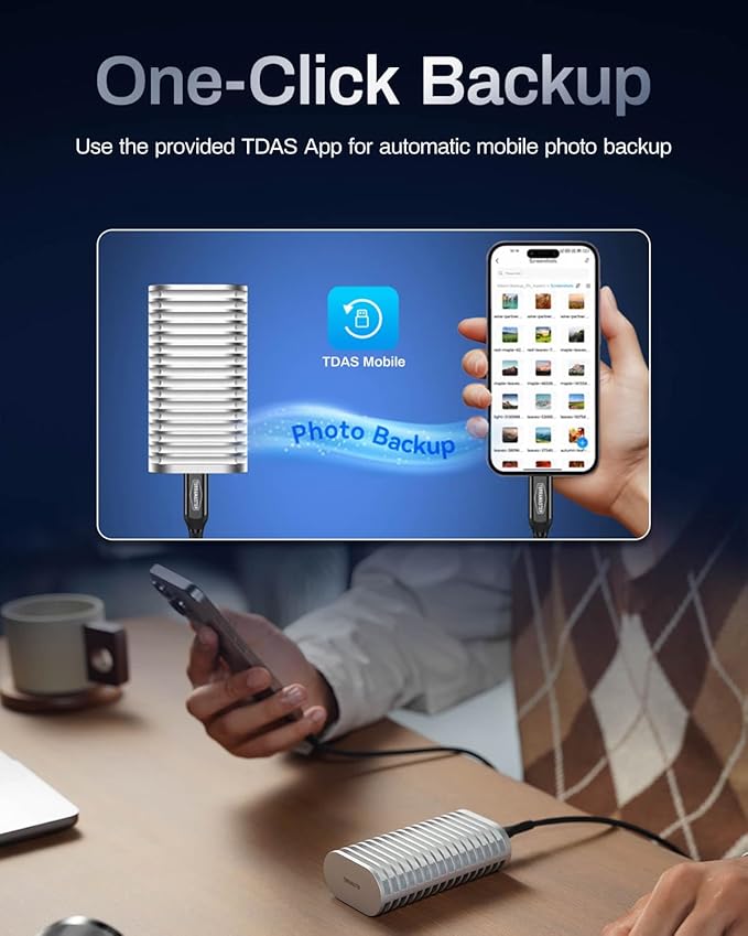 TERRAMASTER D1 SSD Plus 40Gbps M.2 NVMe SSD Enclosure - Aluminum M.2 Enclosure USB Type-C, Compatible with USB 4/3.2/3.1/3.0/2.0, Thunderbolt 5/4/3, Mobile App for Data Backup Included (Diskless)