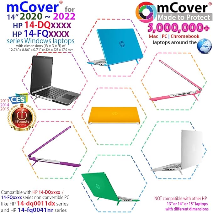 mCover Case Only Compatible for 2020~2022 14" HP 14-DQxxxx / 14-FQxxxx Series Windows PC (NOT Compatible with Any Other HP Models) - Green