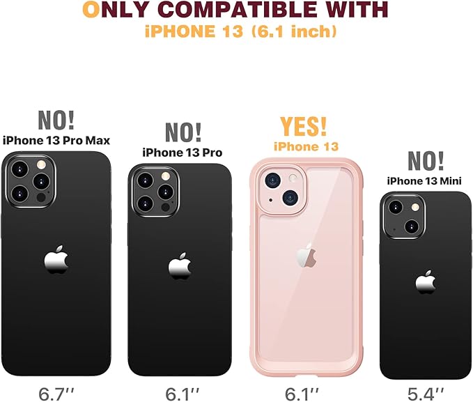 Diaclara Designed for iPhone 13 Case, Full Body Rugged Protection with Built-in Touch Sensitive Screen Protector, Soft TPU Bumper Case for iPhone 13 6.1" (Crystal Pink)
