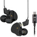 CCZ Melody USB C Headphones Wired Type-C in Ear Monitor, Professional USB C Wired Earbuds Gaming Earphones with 1BA 1DD Patent Ear fins Ear tips for Singers Musicians (Dark Black, USBC-Without Mic)