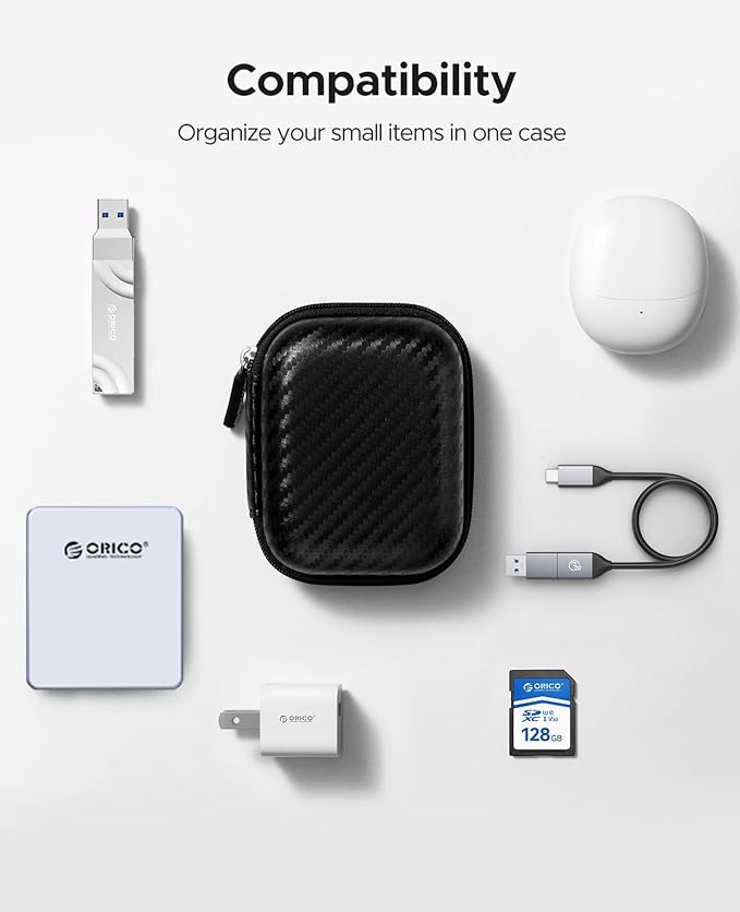 ORICO Portable Protection Case for External SSD Hard Drive, Travel Cable and Tiny Electronic Equipment, Water-Resistant Storage Bag with EVA Material (M2PH03)