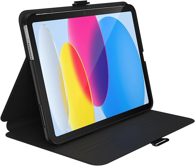 Speck Case for iPad Pro 10th Generation 10.9 Inch - Drop & Camera Protection, Slim Multi Range Stand, Apple Pencil Holder - Black/Black/White