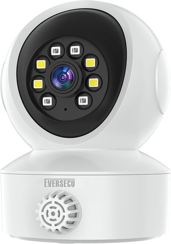 EVERSECU Smoke & Gas Detection Home Security Camera with Sound Alarm & Real Time Alert, Humanoid Auto Tracking, 2 Way Audio, Night Vision, Compatible with Alexa, Baby Monitor/Elder/Pet Camera