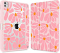 May Chen Case for iPad Pro 11-Inch M5/M4 2025/2024 (6th/5th Generation), Clear Transparent Print Back Shell Slim Stand Shockproof Tablet Cover, Auto Wake/Sleep, Groovy Flower