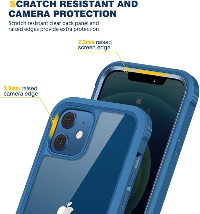 Diaclara Designed for iPhone 12/12 Pro Case, Full Body Rugged with Built-in Touch Sensitive Anti-Scratch Privacy Screen Protector, Soft TPU Bumper Case for iPhone 12/12 Pro 6.1" (Blue)