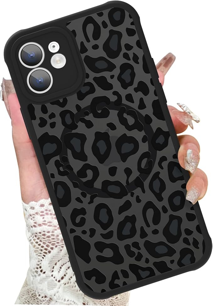 KANGHAR Case for iPhone 12 Phone Case [Compatible with Magsafe] Leopard Printed Pattern Cute Cheetah Protective Magnetic Case for Girls Women Men 6.1"