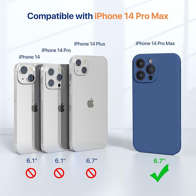 Miracase Magnetic Case Designed for iPhone 14 Pro Max Phone Case with Screen Protector,[Upgraded Enhanced Camera Protection],Shockproof Liquid Silicone Case 6.7 inch, Glass Blue Magnetic
