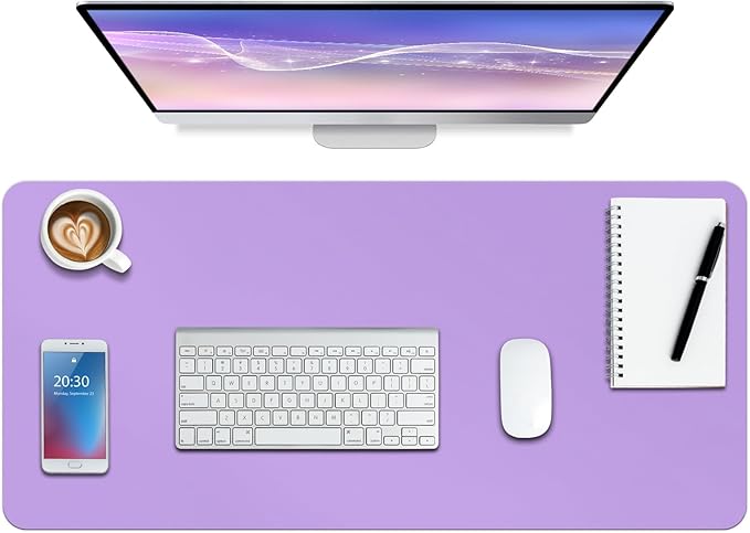 Boutilon Leather Desk Pad Protector,Non-Slip Mouse Pad,Laptop Desk Pad,Office Mouse Mat,Waterproof Leather Desk Blotter,Desk Writing Pad for Office and Home (XXL-Purple,47.2"x 17")