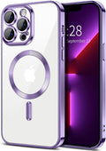 Hython Magnetic Clear for iPhone 13 Pro Max Case with Camera Lens Protector [Compatible with MagSafe] Plating Edge Slim Soft TPU Cover Protective Phone Case for iPhone 13 Pro Max 6.7", Light Purple