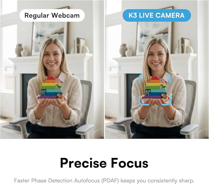 4K Webcam with Ring Light & Microphone, 4K Ultra HD Streaming Camera, Built-in Dual Noise-Canceling Mics, Auto Light Correction, for Zoom/Skype/Teams/YouTube/Twitch, Plug & Play, for PC