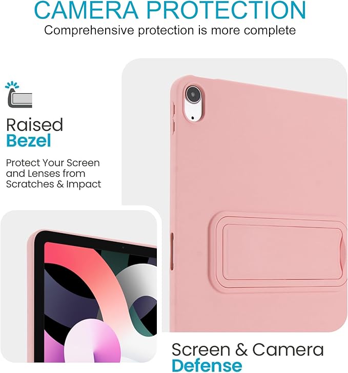 for iPad Air 11-inch M4/M3/M2 (2026/2025/2024) Case, Shockproof Protective Back Cover with Kickstand Slim Shell for Women Men, Pink
