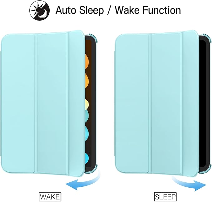 JETech Case for iPad mini (A17 Pro, 2024 Model, 7th Generation) / mini 6 (2021 Model, 6th Generation), Slim Stand Hard Back Shell Smart Cover with Auto Wake/Sleep (Blue)