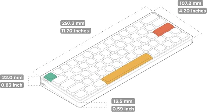 nuphy Air60 V2 Portable Wireless Keyboard 60% Low Profile Mechanical Keyboard Support QMK/VIA Compatible with Windows/mac OS/Linux Supports Bluetooth 5.1/2.4GHz/USB-C Grey-Gateron Cowberry Switch