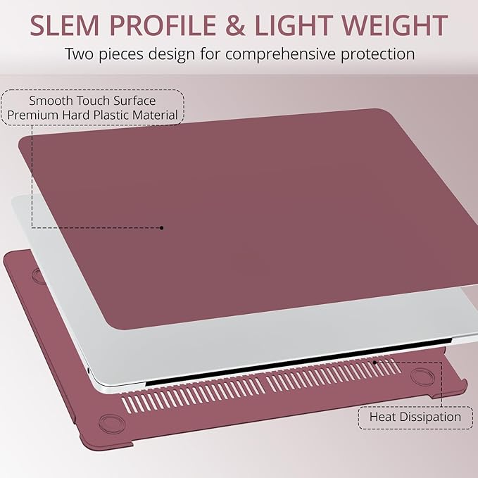 Anban Compatible with MacBook Air 13 inch Case M1 2021 2020 2019 2018 A2337 A2179 A1932, Matte Plastic Hard Shell + 2 Keyboard Cover + Screen Protector for MacBook Air 13.3 inch Case, Tea Petal Pink