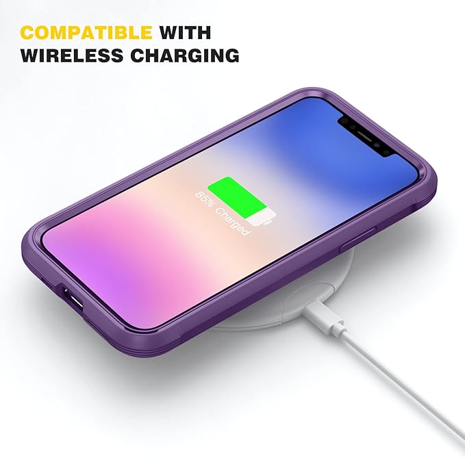 Diaclara Compatible with iPhone 11 Case, Full Body Rugged with Built-in Touch Sensitive Anti-Scratch Screen Protector, Soft TPU Bumper Case Clear Compatible with iPhone 11 6.1" (Purple and Clear)