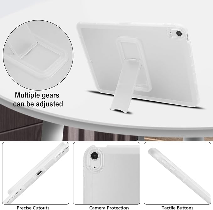Slim Case for iPad Air 11-inch M4/M3/M2 (2026/2025/2024), Built-in Kickstand Non-Slip Shockproof Rugged Protective for Women Men, Clear