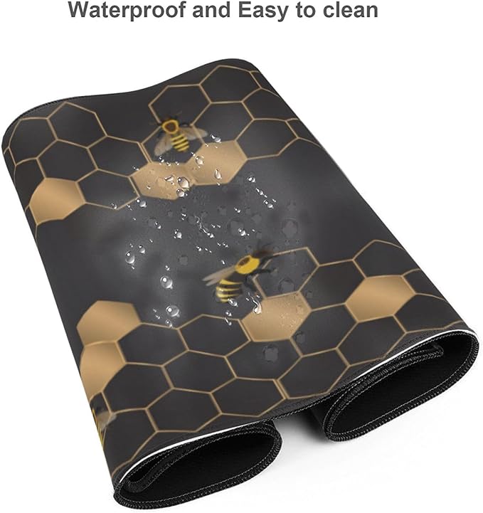 Honeycomb Bee Gaming Mouse Pad Extended Large Mouse Mat 31.5 X 11.8 Inch Nonslip Rubber Base Long Desk Pad Stitched Edges Mousepad Mice Pad for Office Home Game