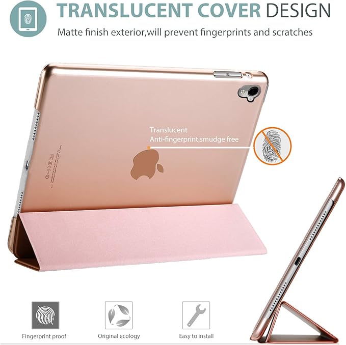 ProCase Smart Case for iPad Pro 9.7 Inch 2016, Ultra Slim Lightweight Stand Smart Case Shell with Translucent Frosted Back Cover for iPad Pro 9.7 Inch (A1673 A1674 A1675) -Rosegold