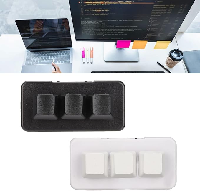 GOWENIC Mini Programmable Keypad, 3 Keys Macro Mechanical Keyboard USB RGB Backlit Gaming Keypad Plug and Play DIY Keypad with USB Data Cable for Universal Computer(Black)