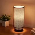 lifeholder Table Lamp, Bedside Nightstand Lamp, Simple Desk Lamp, Cylinder Table Lamp for Bedroom Living Room Office Study, Brown Shade and Black Base (Brown)