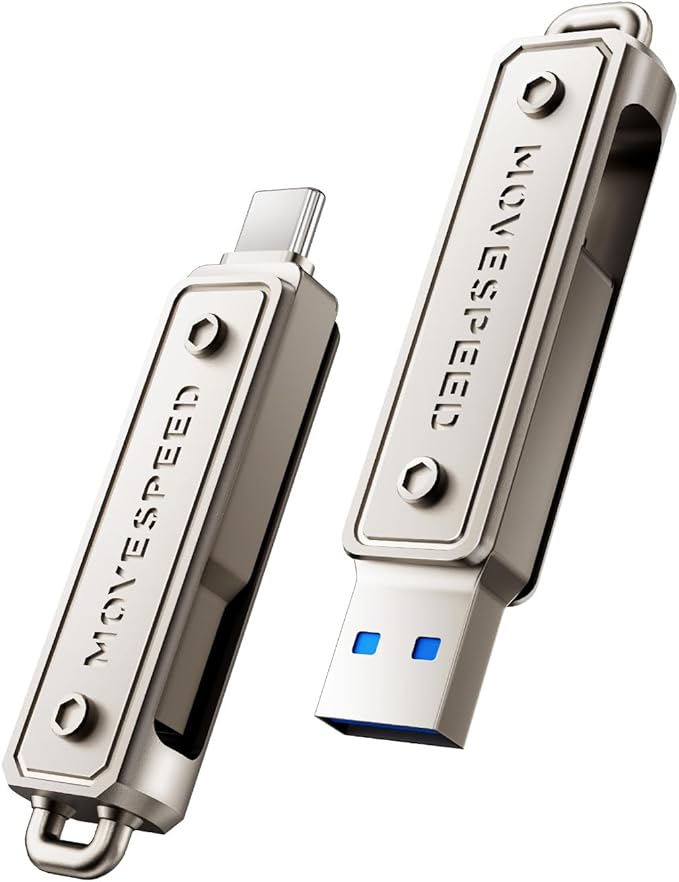 MOVE SPEED 128GB Thumb Drive, 400 MB/s Memory Stick with Type-C + USB 3.2 Gen1 Dual Port, High Speed Pendrive Compatible with 3.1/3.0/2.0 for iPhone 17/16/15 Series, Android, Mac/Pro/Air(1 Pack)